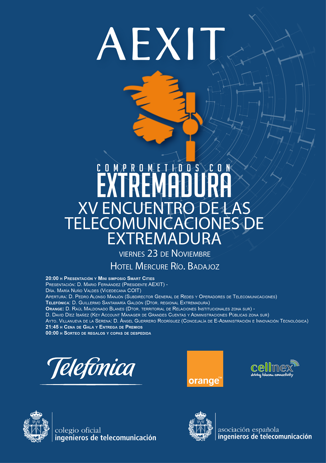 Cartel del XV Encuentro de las Telecomunicaciones de Extremadura.